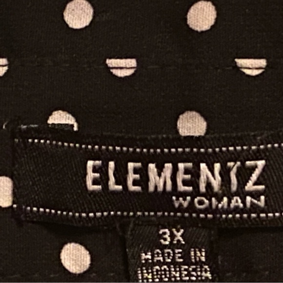 BLACK and WHITE POLKA DOT BLOUSE 3X by Elementz SHIRT - Picture 4 of 11